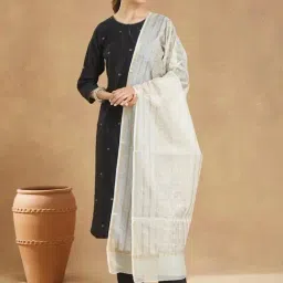 Fabindia Off White Printed Dupatta-picture-3