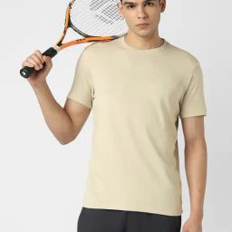 Van Heusen Beige Slim Fit Logo Printed T-Shirt-image-52