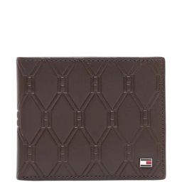 TOMMY HILFIGER Solin Dark Brown Leather Casual Textured Bi-Fold Wallet For Men-image-3