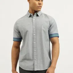 United Colors Of Benetton Grey Relaxed Fit Texture Shirt-picture-5