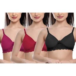 FIMS: Fashion is my Style Maroon & Black Lace Work Everyday Bras - Pack Of 3-picture-12