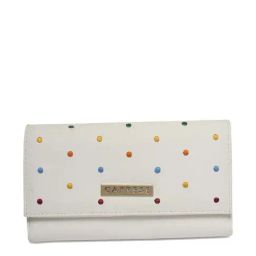 Caprese Popsicle Cream Textured Tri-Fold Wallet for Women-image-33