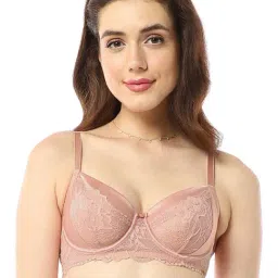 Amante Pink Lace Work Balconette Bra-image-7