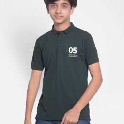Crimsoune Club Kids Dark Green Solid Half Sleeves Polo T-Shirt-image-106