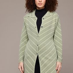 The Roadster Lifestyle Co. Chevron Printed Woollen Longline Cardigan-picture-1