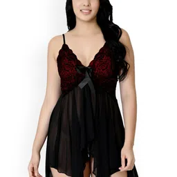 Fihana Women Self Design Baby Doll-image-43