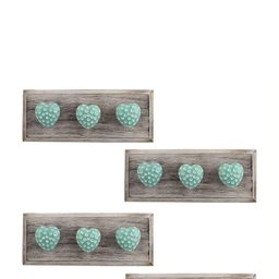 Indianshelf 4 -Pcs  Green & Brown Printed Wooden Utility Hooks-35