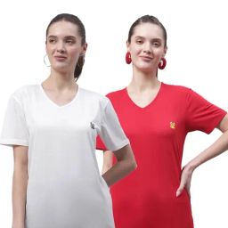 Vimal Jonney White & Red Cotton Logo T-Shirt - Pack Of 2-image-87