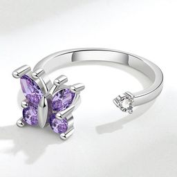MYKI Silver-Plated CZ-Studded Adjustable Finger Ring-image-43