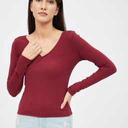 Harpa Women Maroon Fitted Top-image-88