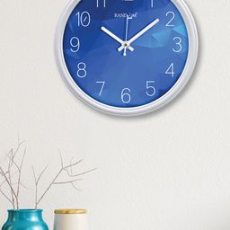 RANDOM Blue & White Contemporary 30.48 cm Wall Clock-25