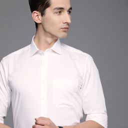 Louis Philippe Men White & Pink Textured Pure Cotton Slim Fit Formal Shirt-image-73