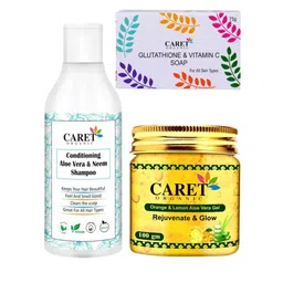 CARET ORGANIC Set Of 3 Shampoo 250ml & Soap 75g & Aloevera Gel 100g-41