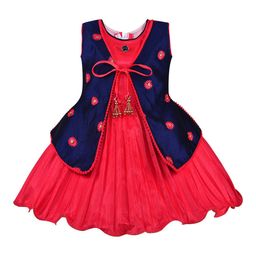 Wish Karo Girls Red Solid Fit and Flare Dress-image-76