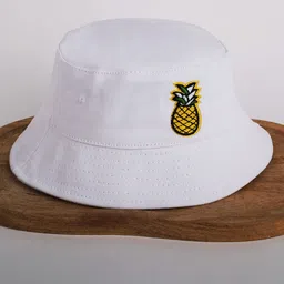DukieKooky Kids White Pineapple Embroidered Bucket Hat-41