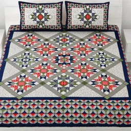 POORAK Blue & Green Floral 104 TC King Bedsheet Set 0.9 mx 1 m-picture-11