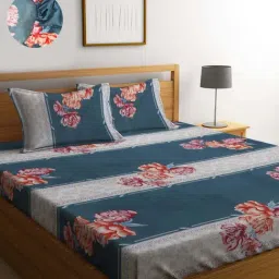 Klotthe Multicolor Cotton Blend 300 TC Elastic Bed Sheet With 2 Pillow Covers-image-70