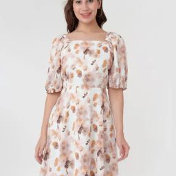 Zink London Off White Printed A Line Dress-image-17