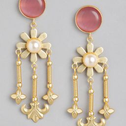 Anouk Gold Plated Beaded Floral Chandelier Drop Earrings-57