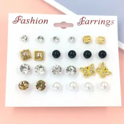 Shivarth Set Of 12 Artificial Beads Circular Studs-17