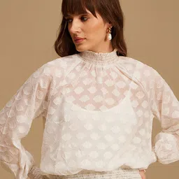 Kazo White Georgette Blouson Top-picture-15