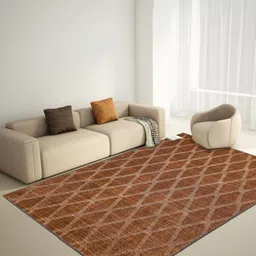 Welspun Brown Geometric Printed Anti-Skid Carpet-31
