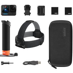 GoPro Hero12 Black Bundle Pack - Includes 2 Enduro Batteries,The Handler (Floating Hand Grip),Optical Zoom Head Strap 2.0,Curved Adhesive Mount,Mounting Buckle+Thumb Screw,USB-C Cable,Carrying Case image 1