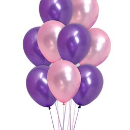 AMFIN Metallic Balloons with Ribbons set Pink & Purple - Pack of 26-picture-21