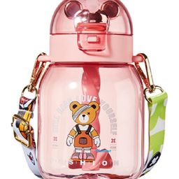 FunBlast Tritan Water Bottle with Straw & Adjustable Strap Pink  600 ML-picture-6