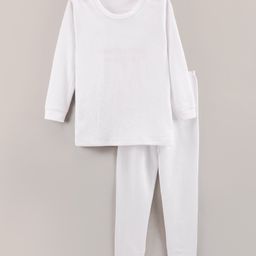 Kanvin Cotton Knit Full Sleeves Thermal Inner Wear Tee & Bottom - White-image-105