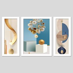 Wens Set Of 3  Nordic Abstract Geometric Wall Art Painting  White-image-93