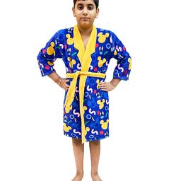 Sassoon Mickey Mouse Printed Cotton Bathrobe - Blue-image-3