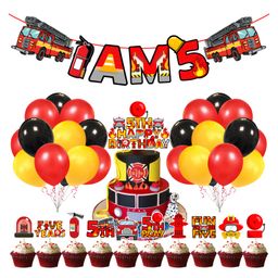 Zyozi Fireman 5th Birthday Combo Firefighter Theme Selfie Props Red - Pack of 37-image-61