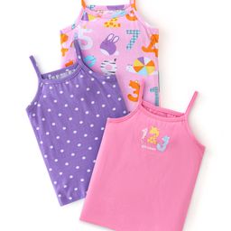 Babyhug 100% Cotton Sleeveless Slips Polka Dot Print Pack of 3 - Multicolour-image-96