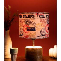 Green Girgit Wooden Brown Log Lamp with Multiple Stamps Shade-18