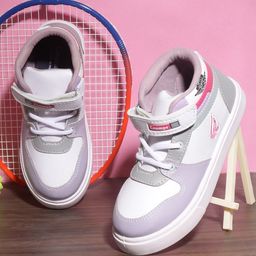 CHamps SHOES Colour Blocked Velcro Closure Shoes - White & Purple-image-56