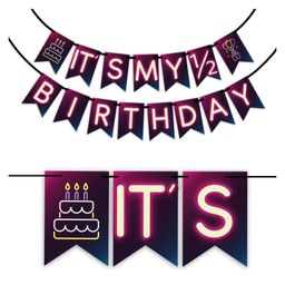 Wobbox 1/2 Happy Birthday Banner,Happy Birthday Decoration Items Pink -Pack Of 1-image-85