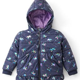 Bonfino Full Sleeves Puffer Jacket with Hood Unicorn Print - Blue-picture-27