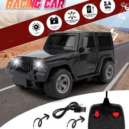 Toysire Remote Controlled Racing Car for Kids with Light High Speed Toy Vehicle Motor RC Chargeable Remote Control Cars for Boys and Girls(Black)-8