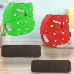 Sparkle Joy Washable & Reusable Cloth Diapers/Nappies Combo Pack of 2 Free size With 2 organic cotton Grey inserts - Green & Red-11