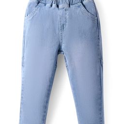 Mark & Mia Cotton Lycra Full Length Cut & Sew Jeans With Pocket & Animal Graphics Detailing - Light Blue-image-13