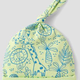 Babyhug 100% Cotton Cap with Jungle Print - Light Green-image-45