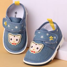 Cute Walk by Babyhug Casual Shoes with Velcro Closure Star Print & Kitty Applique - Blue-picture-22