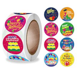FunBlast Self Adhesive Decoration Happy Birthday Stickers4 Rolls Multicolor-12