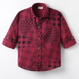 Rikidoos Ful Sleeves Checked Shirt - Maroon-image-34