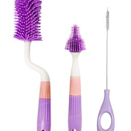 FunBlast Silicone Baby Bottle Cleaning Brush Set 3 Pieces - Purple-72