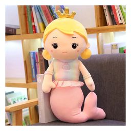 Little Hunk Soft Plush Mermaid Princess Doll with Crown Stuffed Toy for Girls, Pink Tail Cuddly Bedtime Toy Gift for Kids - 30 cm (Pink)-24