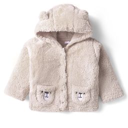 Babyhug Fur Knit Full Sleeves Hooded Winter Fur Jacket With Ear Applique - Beige-image-74