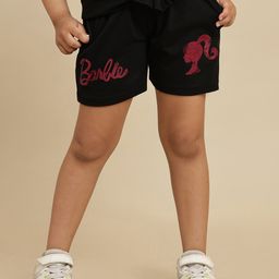 Kidsville Knit Mattel Featuring Barbie Printed Shorts - Black-picture-10