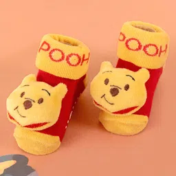 Disney by Yellow Bee Cotton Winnie The Pooh Face 3D Applique Detailed Socks - Yellow-picture-41